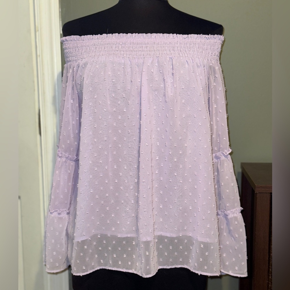 Off Shoulder Lavender Smocked Women's Top